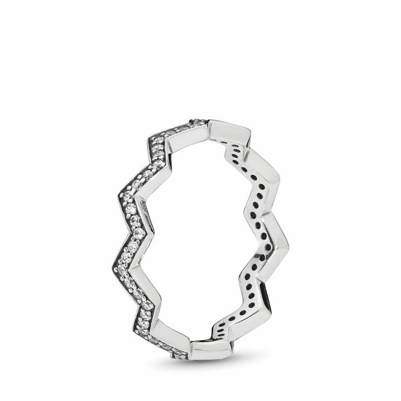 Pandora Shimmering Zigzag Stackable Ring - Sterling Silver/Cubic Zirconia - Canada | KE5258UA